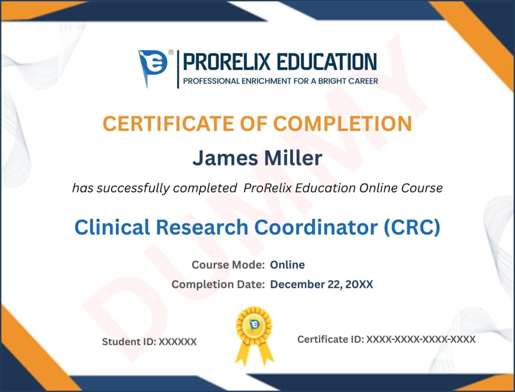 certificate of completion clinical research coordinator (crc) certificate